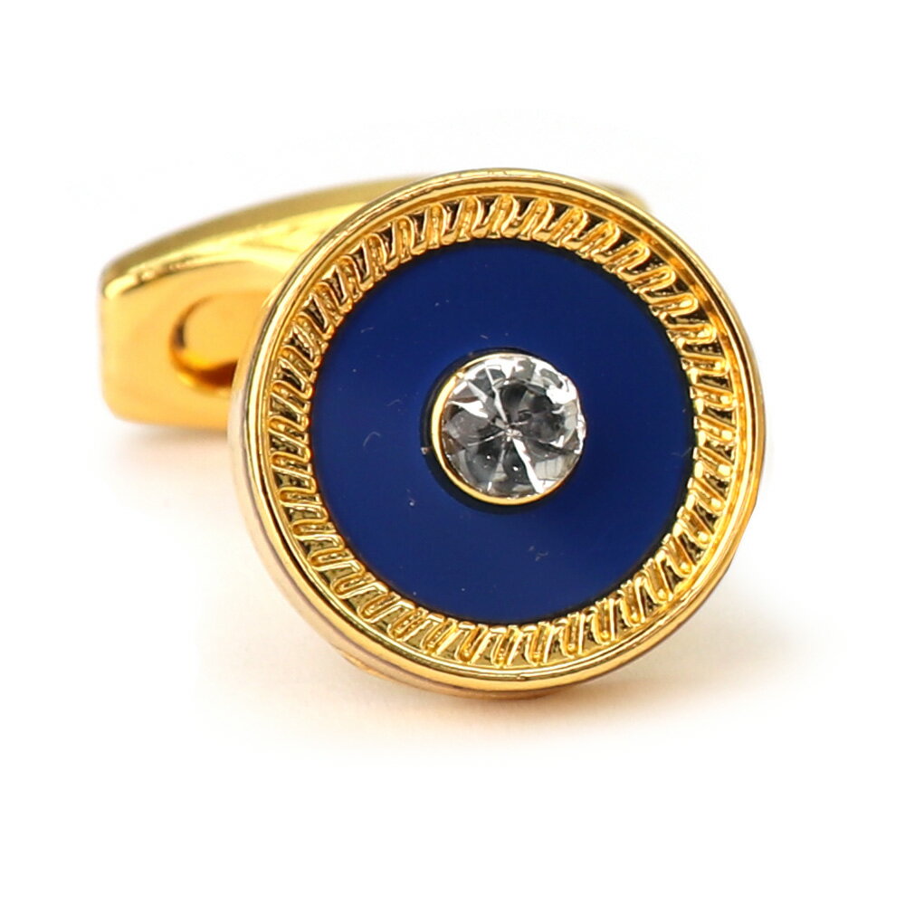 【 即日発送 】 ■ 丸型【 色 :ゴールド&紺】カフスボタン ■ [ 1000円ぽっきり マラソン買い回り 対象 黒系 男女 営業マン おしゃれシンプル スー...