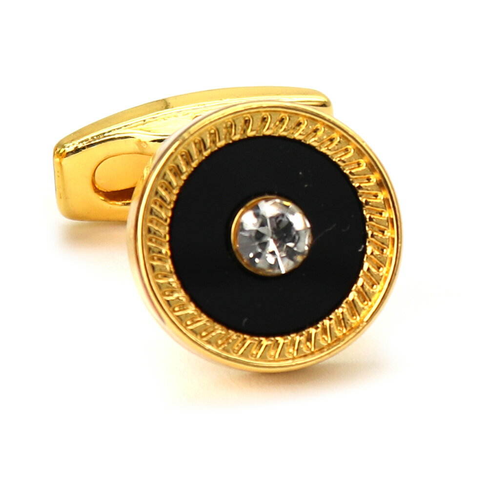 【 即日発送 】 ■ 丸型【 色 :ゴールド&黒】カフスボタン ■ [ 1000円ぽっきり マラソン買い回り 対象 黒系 男女 営業マン おしゃれシンプル スー...