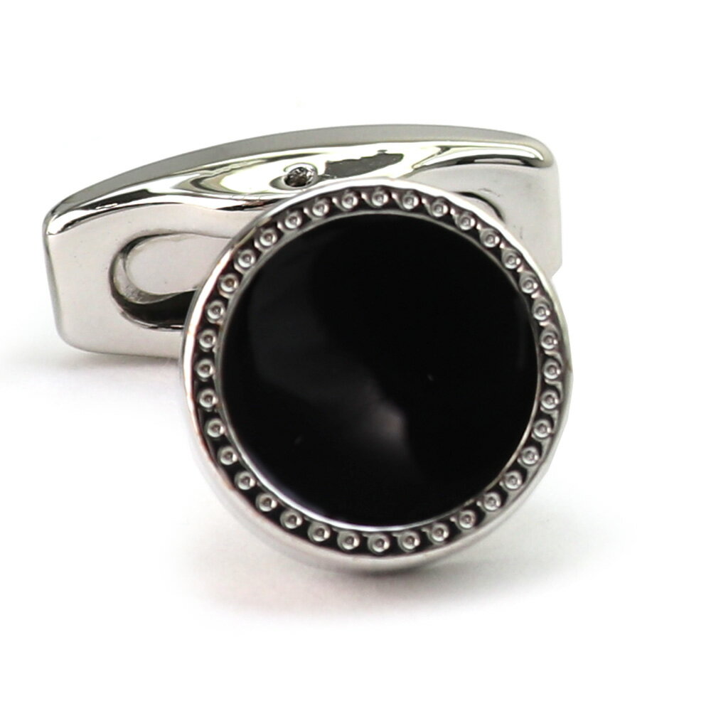 【 即日発送 】 ■ 丸型【 色 :シルバー&黒】カフスボタン ■ [ 1000円ぽっきり マラソン買い回り 対象 黒系 男女 営業マン おしゃれシンプル スー...