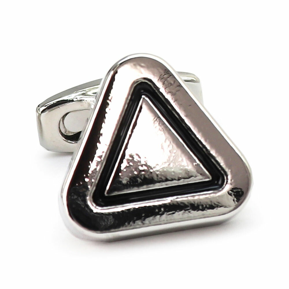 【 即日発送 】 ■ 三角形【 色 :シルバー&黒】カフスボタン ■ [ 1000円ぽっきり マラソン買い回り 対象 黒系 男女 営業マン おしゃれシンプル ス...