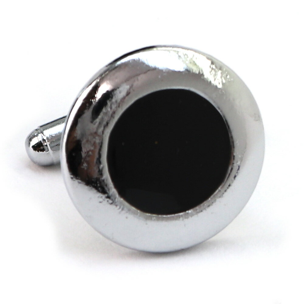 【 即日発送 】 ■ 丸型【 色 :シルバー&黒】カフスボタン ■ [ 1000円ぽっきり マラソン買い回り 対象 黒系 男女 営業マン おしゃれシンプル スー...