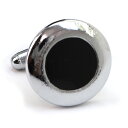 【 即日発送 】 ■ 丸型【 色 :シルバー&黒】カフスボタン ■ [ 1000円ぽっきり マラソン買い回り 対象 黒系 男女 営業マン おしゃれシンプル スー...