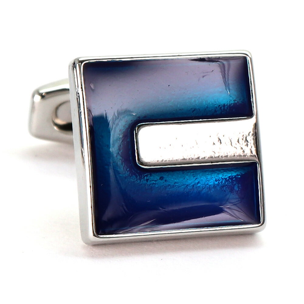 【 即日発送 】 ■ 四角形【 色 :シルバー&紺】カフスボタン ■ [ 1000円ぽっきり マラソン買い回り 対象 黒系 男女 営業マン おしゃれシンプル ス...