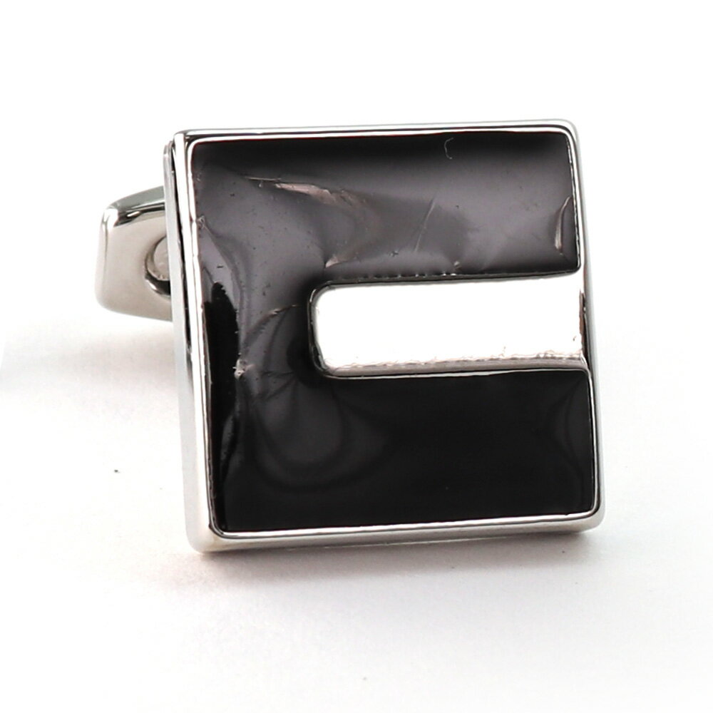 【 即日発送 】 ■ 四角形【 色 :シルバー&黒】カフスボタン ■ [ 1000円ぽっきり マラソン買い回り 対象 黒系 男女 営業マン おしゃれシンプル ス...