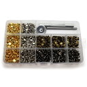 レザークラフト 工具 カシメセット 両面 リベット 2サイズ 4色 スタッズ ハトメ 底鋲 カシメ打ち具セット 丸形 6mm 8mm ホック打ち工具 パーツ 収...