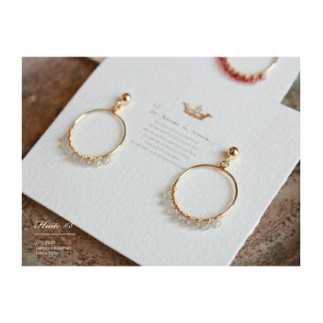 Huite ピアス・ラブラドライト/ガーネット天然石/ゴールドフィルドイヤリング・ノンホールへ変更可能