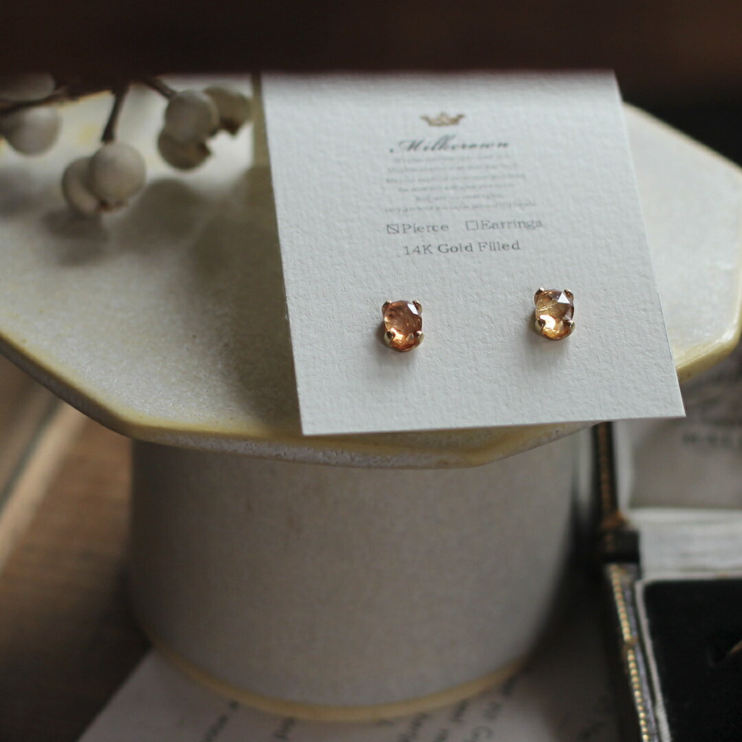 Cadre classic 14KGFピアス両耳用インペリアルトパーズ/11月誕生石