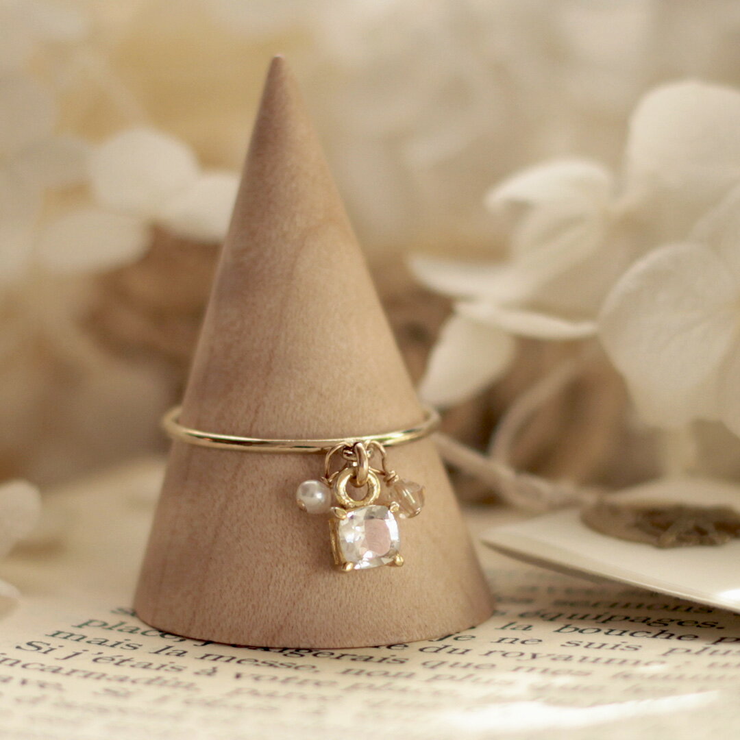 Chance Rings 14KGF 18KGPホワイトトパーズ天然石リング9号・11号・13号・14号・15号