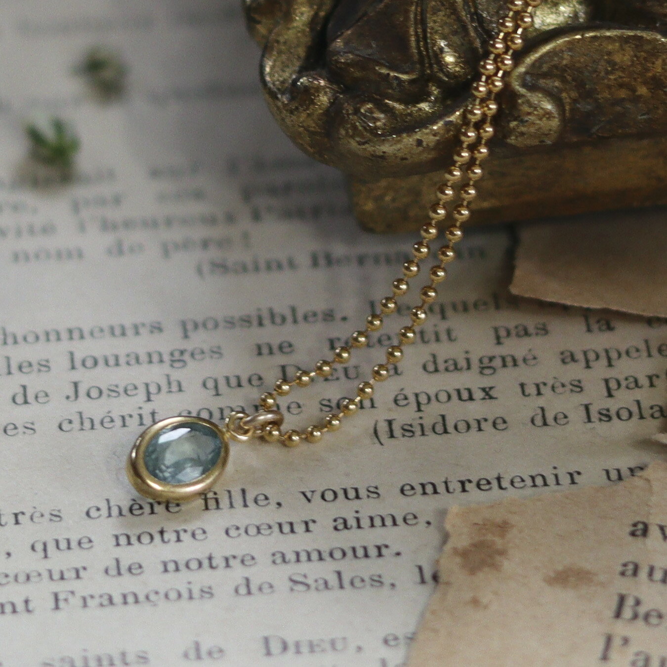 Amulette天然石14KGFネックレスアクアカイヤナイト/宝石質AAAクラス14K Gold Filledジュエリー