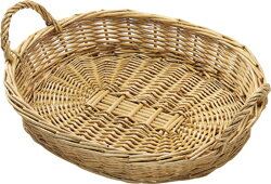 Rakuten - 柳製 バスケット かご ウィロー [柳籠 No.17] 580×410×120 [1個] ｜カゴ ボックス トレイ 収納 リビング バスルーム トイレ 棚 整理 商品 陳列 洗面所 だ円 取っ手付き ナチュラル マルシェ 自然素材 天然素材 北欧 韓国インテリア 小さめ ｜KMA ウリサポ URISAPO
