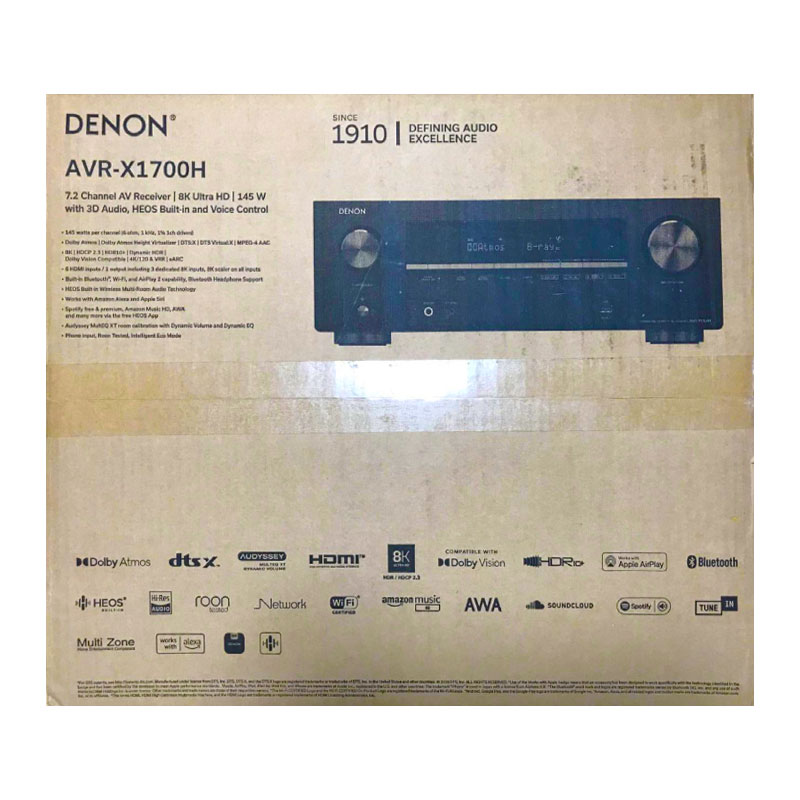 【土日祝発送】【新品】Denon デノン AVアンプ ハイレゾ対応 Bluetooth対応 Wi-Fi対応 ワイドFM対応 7.2ch DolbyAtmos対応 AVR-X1700HK ブラック