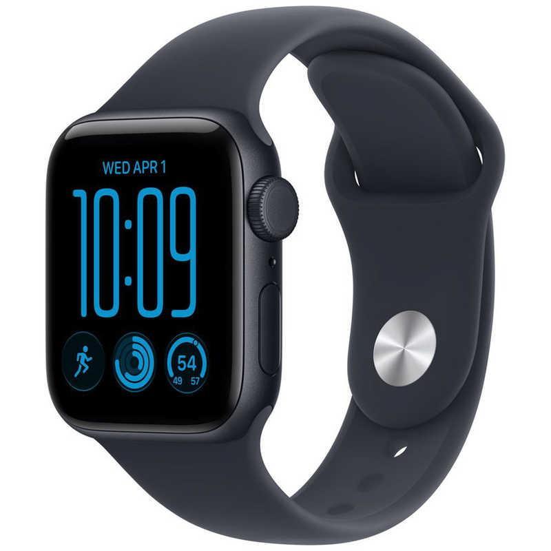 Apple Watch SE 3（GPSモデル）- 40mm アルミニウムケース ミッドナイトアルミニウムケースとネイビーブルースポーツバンド - S/M [MJKY4J/A]
