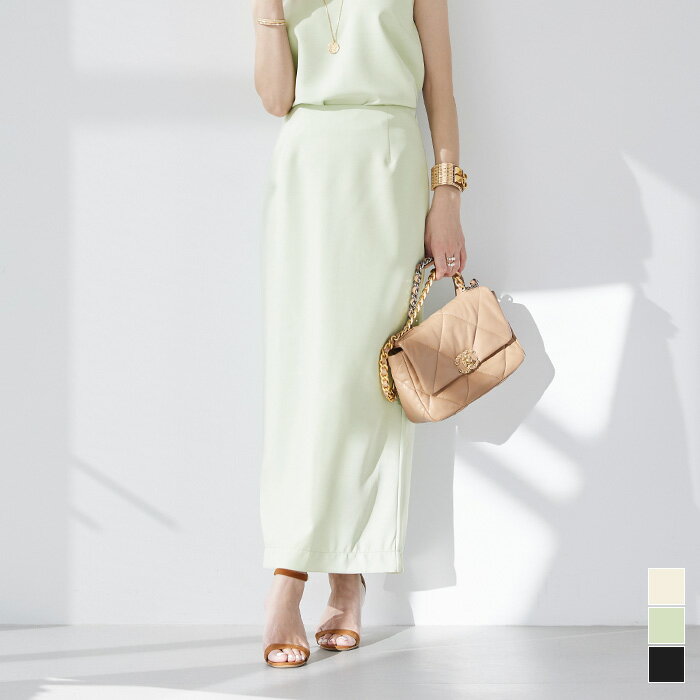 先着100名様【店内全品50％OFFクーポン】10/24 20時～■ハイウエストタイトスカート ボトムス レディース スカート ロング丈 Iライン スリット シンプル セットアップ【メール便可／100】のサムネイル