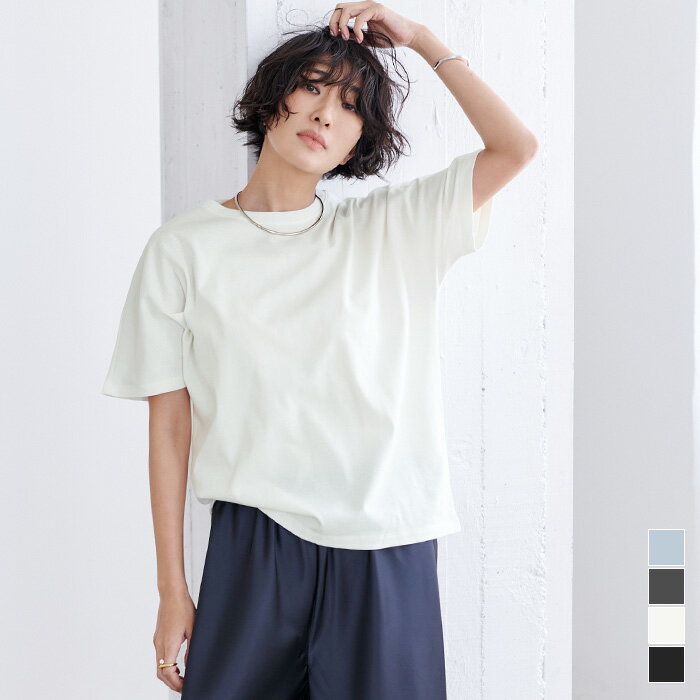 汗染み防止ハーフスリーブTシャツ トップス レディース クルーネック 半袖 シンプル 二の腕カバー カラバリ豊富【メール便可／70】のサムネイル