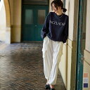 【店内全品20%OFFクーポン】7/11 1:59まで■スウェットライクロゴニット トップス レディース ニット 長袖 クルーネック ロゴ 英字 プリント カジ...