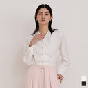 ゴールド釦パイピングデザインブラウス トップス レディース ブラウス シャツ 長袖 Vネック ボタン パイピング シンプル オフィス(4)