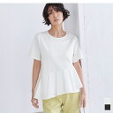 アシンメトリーフリルドッキングTシャツ トップス レディース カットソー 半袖 フレア ペプラム レイヤード シンプル