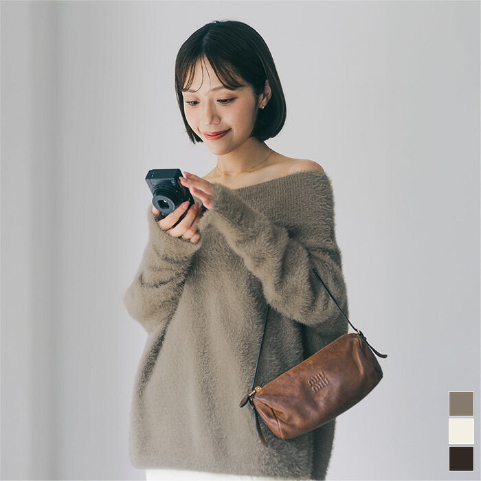 【店内全品20％OFFクーポン】9/11 1:59まで■オフショルダーシャギーニットトップス トップス レディース ニット シャギー シンプル オフショルダー ベーシックカラー