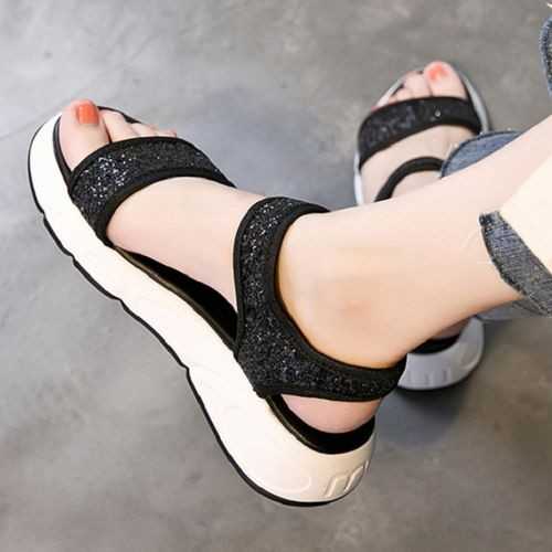 2020sandals 厚底 夏サンダル レディース 厚底シューズ 靴 レディース サンダル 厚底 夏サンダル 小さいサイズ サンダル 大きいサイズ スパンコール レディース 人気 新作 かわいい 歩きやすい 疲れない おしゃれ 黒 シルバー ペタンコ