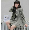 セットアップ レディース カジュアル スーツセット 2点セット コート スカート ミニ丈 プリーツスカート 通勤 ストレート 長袖 無地 大きめ 20代 30代...