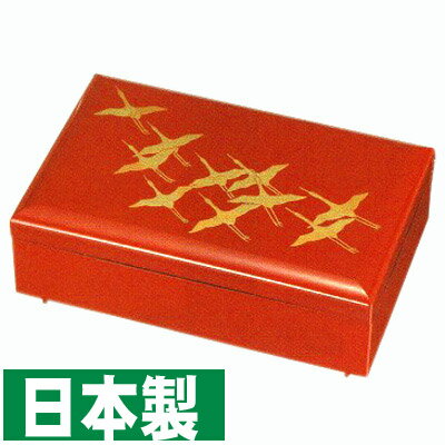 【名入れ無料　漆器】ジュエリーボックス　鶴　朱塗り　オルゴール付【楽ギフ_包装】