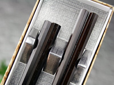 七角瑞雲夫婦箸　夫婦化粧箱入　【木曽の漆器よし彦】