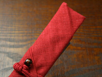 箸袋無地　赤（国産綿）【木曽の漆器よし彦】