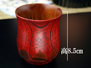 母の日プレゼントにおすすめ・ケヤキ湯のみ(切り子赤)【木曽の漆器よし彦】
