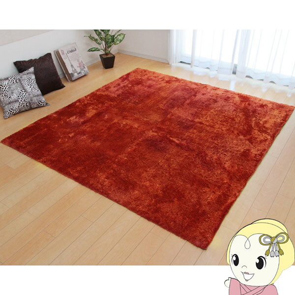 ラグ カーペット 1.5畳 イケヒコ 無地 シャギー調 『ラルジュ』 オレンジ IKE-3959209【/srm】