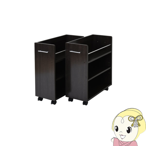 【7/25は期間限定クーポン発行】クローゼットラック 2個セット キャスター付き ワイド ワゴン 大容量 収納 棚 スライド JKプラン おしゃれ　ダークブラウン【/srm】