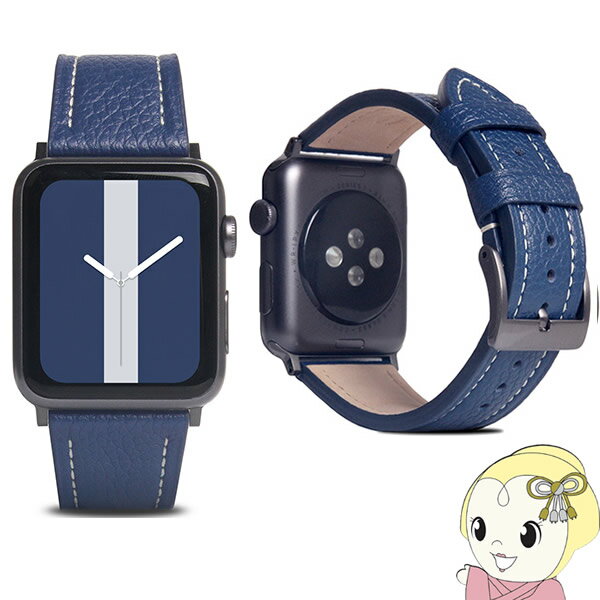 [4/18 한정 다이아몬드 회원이라면 엔트리로 당점 전품 최대 P8 배] Apple Watch 용 45/44/42 가죽 밴드 네이비 블루 SD21970AWNB [KK9N0D18P]