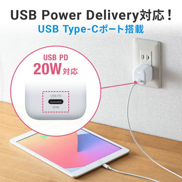 サンワサプライ USB PD対応キューブ型AC充電器 PD20W ACA-PD89W
