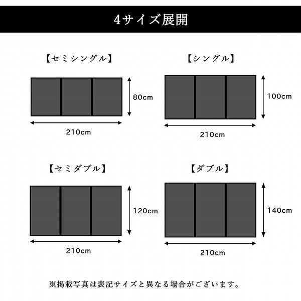 マットレス 三つ折り 国産 置き畳 軽量 梅雨湿気対策 イケヒコ こたつ敷 フロアマット ブラック IKE-8328329【/srm】 [2]