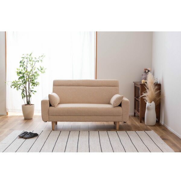 ソファ 二人掛けソファ 2人掛 クッション付き 北欧モダン 幅150×奥行78×高さ84cm 座面高42cm ベージュ おしゃれ 東谷【/srm】 [3]