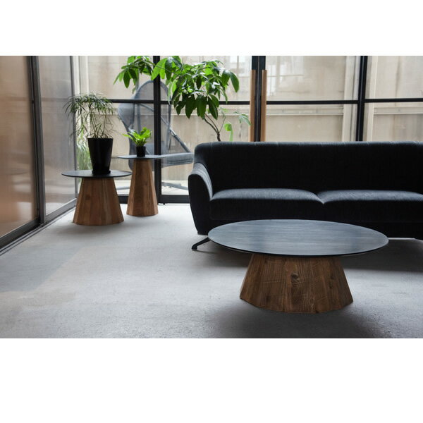 ラウンドテーブル Lサイズ センターテーブル 北欧 木製 古材 パイン 天然木化粧合板 オーク 丸 円形 おしゃれ 東谷【/srm】 [2]