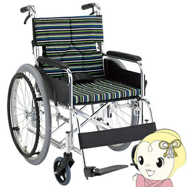 【3/18限定ダイヤモンド会員はエントリーで当店全品最大P8倍】車椅子 自走式車椅子 折りたたみ 背折れ 車いす モジュールタイプ ストライプネイビー マキテック SMK50-3843SN【/srm】