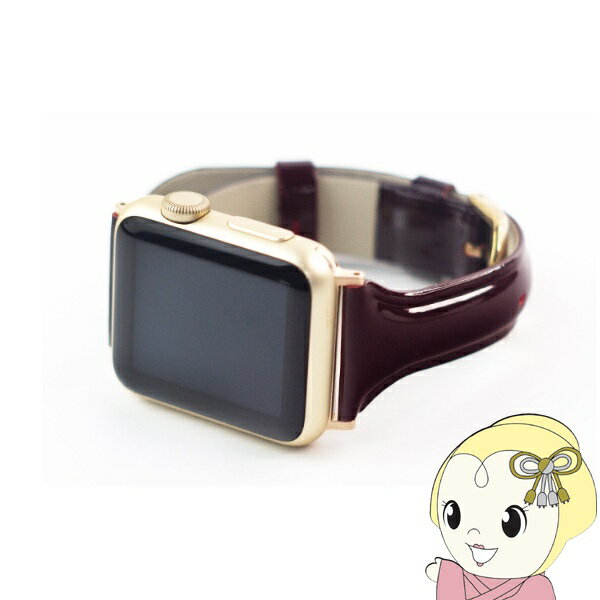WEARPLANET Apple Watch 41 40 38mm用Slim Line 本革 エナメルバンド ガーネットブラウン WP23098AWBR