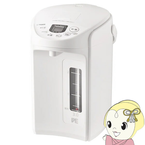 【8/1はエントリーで当店全品最大P7倍】VE電気まほうびん TIGER タイガー 3.0L クールホワイト とく子さん PIQ-G300-WC【/srm】