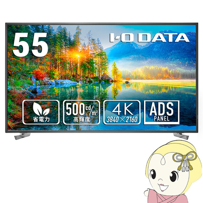 液晶モニタ 55型 IOデータ 高輝度500cd/m2＆18時間連続稼働対応 可視領域54.6型 4K LCD-U551D【/srm】