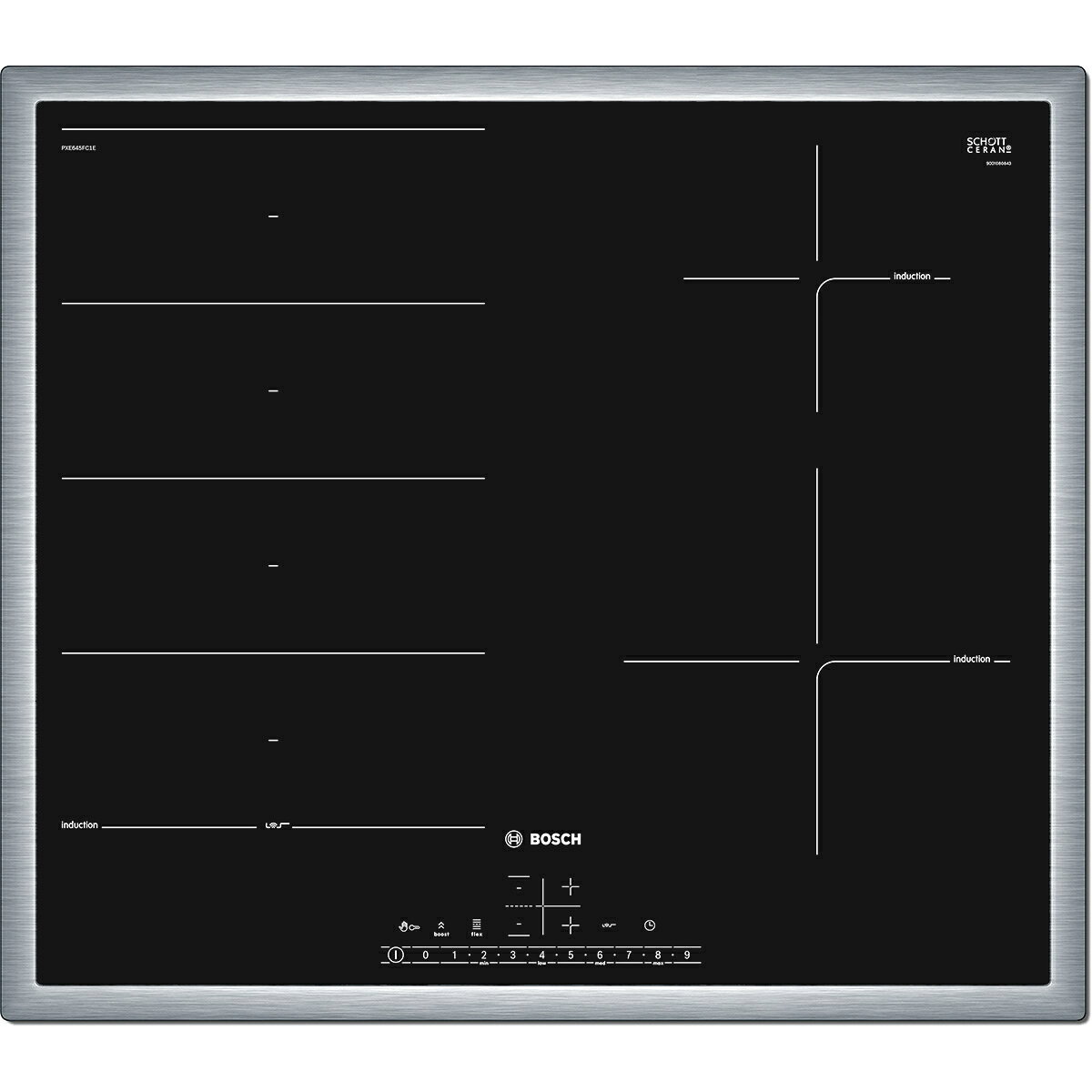 ビルトイン IHクッキングヒーター Bosch ボッシュ PXE645FC5V ブラック 4口 ドロッ...