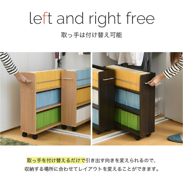 キャスター付き 収納 クローゼット ラック 4個セット 幅19.5奥行58 .5 スリム 押し入れ収納 本棚 ワゴン 隙間 ダークブラウン【/srm】 [2]