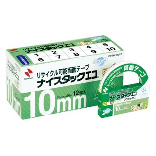 ■　ニチバン　■CR-67773 ニチバン ナイスタックエコブンボックスTMリサイクル可能両面テープ◆　主な仕様　◆内容量10mm×20m（12巻入り）（注)仕様は予告無く変更される場合があります。メーカーのホームページもご確認下さい。（注！)離島や郡部など、別途中継料などがかかる地域への発送の場合は、別途追加料金が必要になります。よろしくお願い申し上げます。簡易商品仕様シリーズ名：-ブランド名：-メーカー型番：-原産国／製造国：-代表カラー：-
