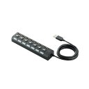 【5/1限定エントリーで当店全品最大P7倍】ELECOM エレコム 個別スイッチ付7ポートUSBハブ U2H-TZS720SBK