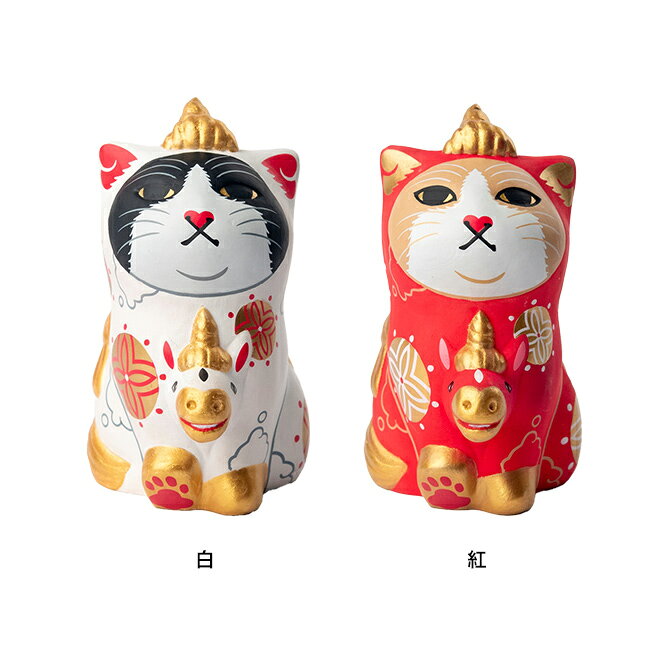 ＼特典あり/エサシトモコ みんなの天馬猫[縁起物 置物 干支 馬 午 玄関 リビング 午年 グッズ 午年の置き物 干支の置き物 馬の置物 午の置物 正月 正月飾り 木製 置き物 飾り 卓上 猫 猫グッズ 和雑貨] [2]