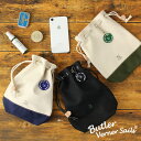 Butler Verner Sails バッグ メンズ キャンバス巾着トート[巾着バッグ 巾着 日本製 帆布鞄 ミニバッグ メンズ レディース 男女兼用 ユニセックス デザイン おしゃれ 巾着袋 キャンバス コットン 綿 革 栃木レザー 紐止め Butler Verner Sails バトラーバーナーセイルズ JA-1979] 即納