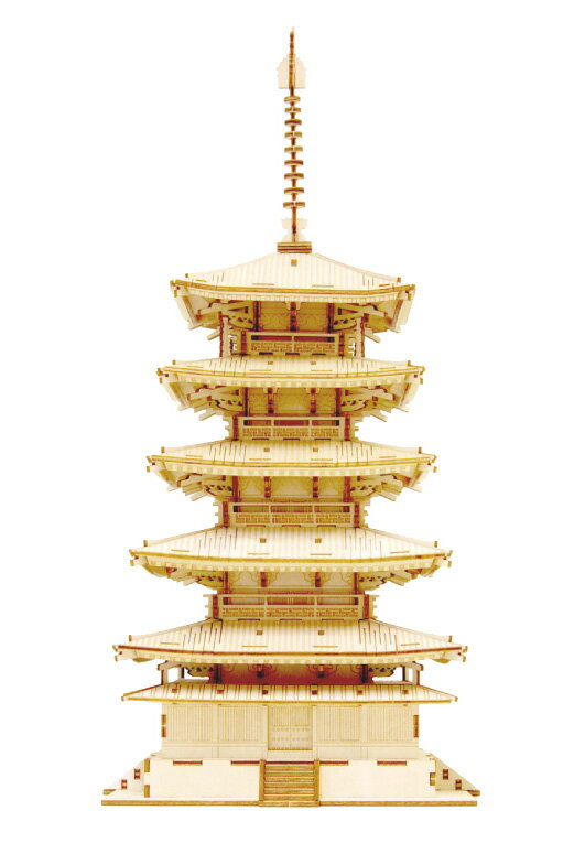 ◎ki-gu-mi 五重塔[建物 歴史 クラフト 大人 木製 木 子供 模型 キット 雑貨 おしゃれ シンプル 軽量 軽い 迫力 インテリア 小物 気軽 組み立て式 道具不要 時間 動く 脳トレ 難易度 コレクション 組む 立体物 クラフト模型 ミニチュア] 2