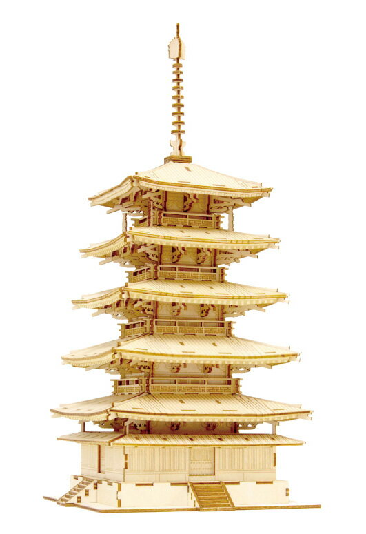 ◎ki-gu-mi 五重塔[建物 歴史 クラフト 大人 木製 木 子供 模型 キット 雑貨 おしゃれ シンプル 軽量 軽い 迫力 インテリア 小物 気軽 組み立て式 道具不要 時間 動く 脳トレ 難易度 コレクション 組む 立体物 クラフト模型 ミニチュア] 3