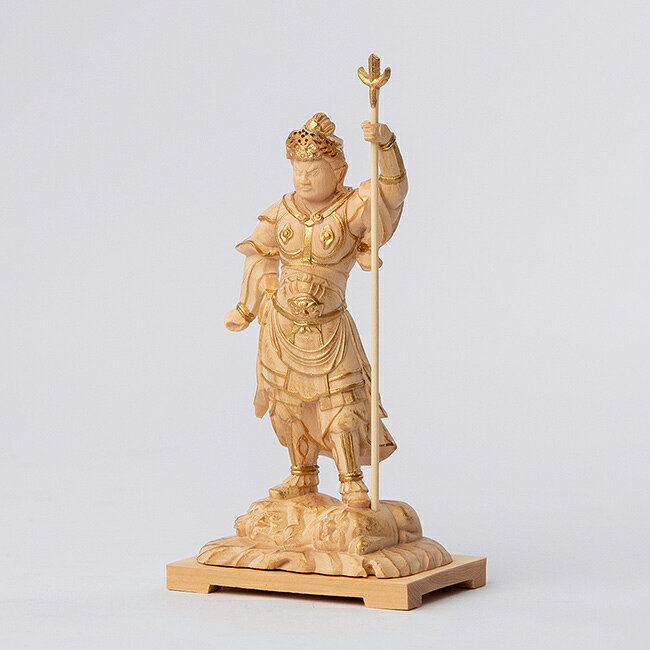 URUZA(ウルザ)の＼特典あり／極小仏 泥足毘沙門天[毘沙門天 置物 お守り 上杉謙信 七福神 木彫り 木彫 ミニ仏像 木彫り仏像 仏像 フィギュア ミニ ミニチュア オブジェ 玄関 縁起物 厄除け 商売繁盛 コンパクト 日本製]｜アングル2