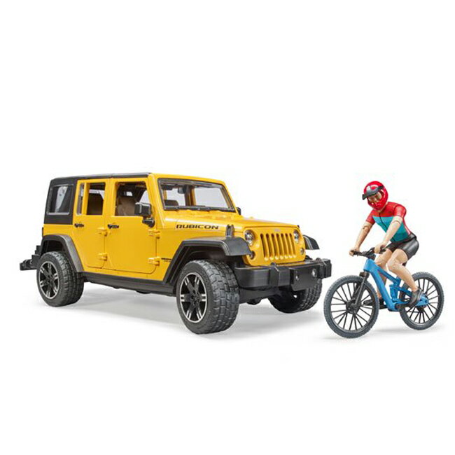 ＼特典あり／bruder ブルーダー Jeep Rubicon＆マウンテンバイク フィギュア付き[ジープ ラングラー ルビコン 車 おもちゃ ミニカー リアル 働く車 乗り物 子ども 孫 男の子 女の子 かっこいい プレゼント 3歳 4歳 5歳 誕生日 クリスマス] 3