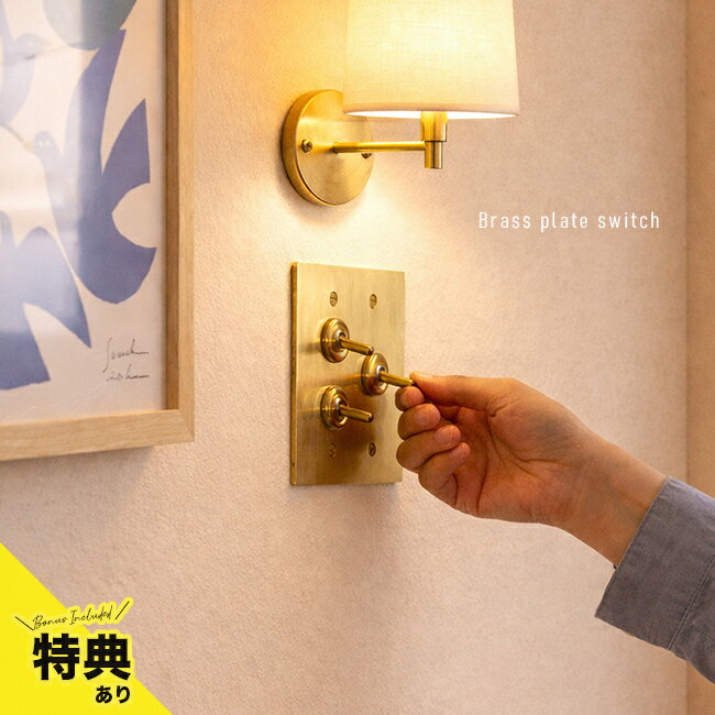 ＼特典あり／真鍮プレート 3スイッチ[スイッチプレート 真鍮 スイッチ カバー おしゃれ プレートカバー スイッチカバー 電気スイッチ 真鍮スイッチプレート トグルスイッチ ゴールド アンティーク 北欧 インテリア]
